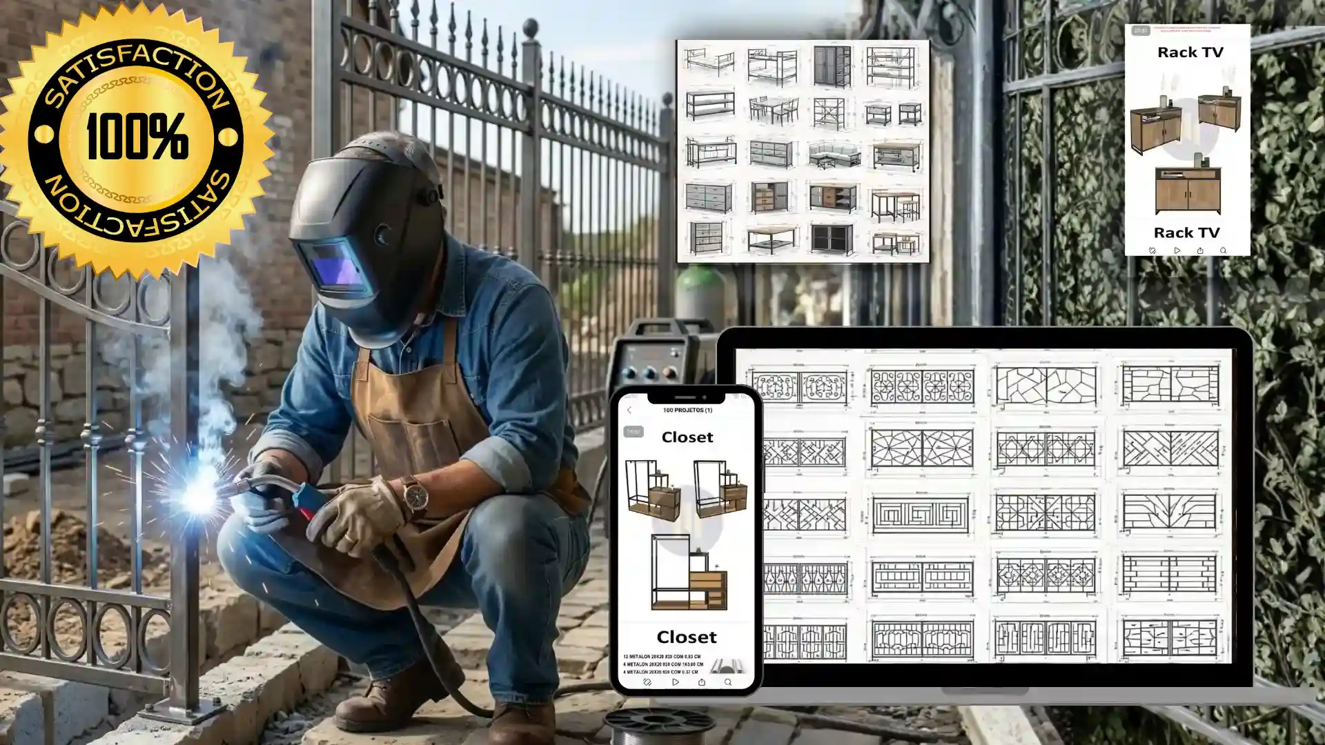 The fabrication plans opened on phone, tablet and computer