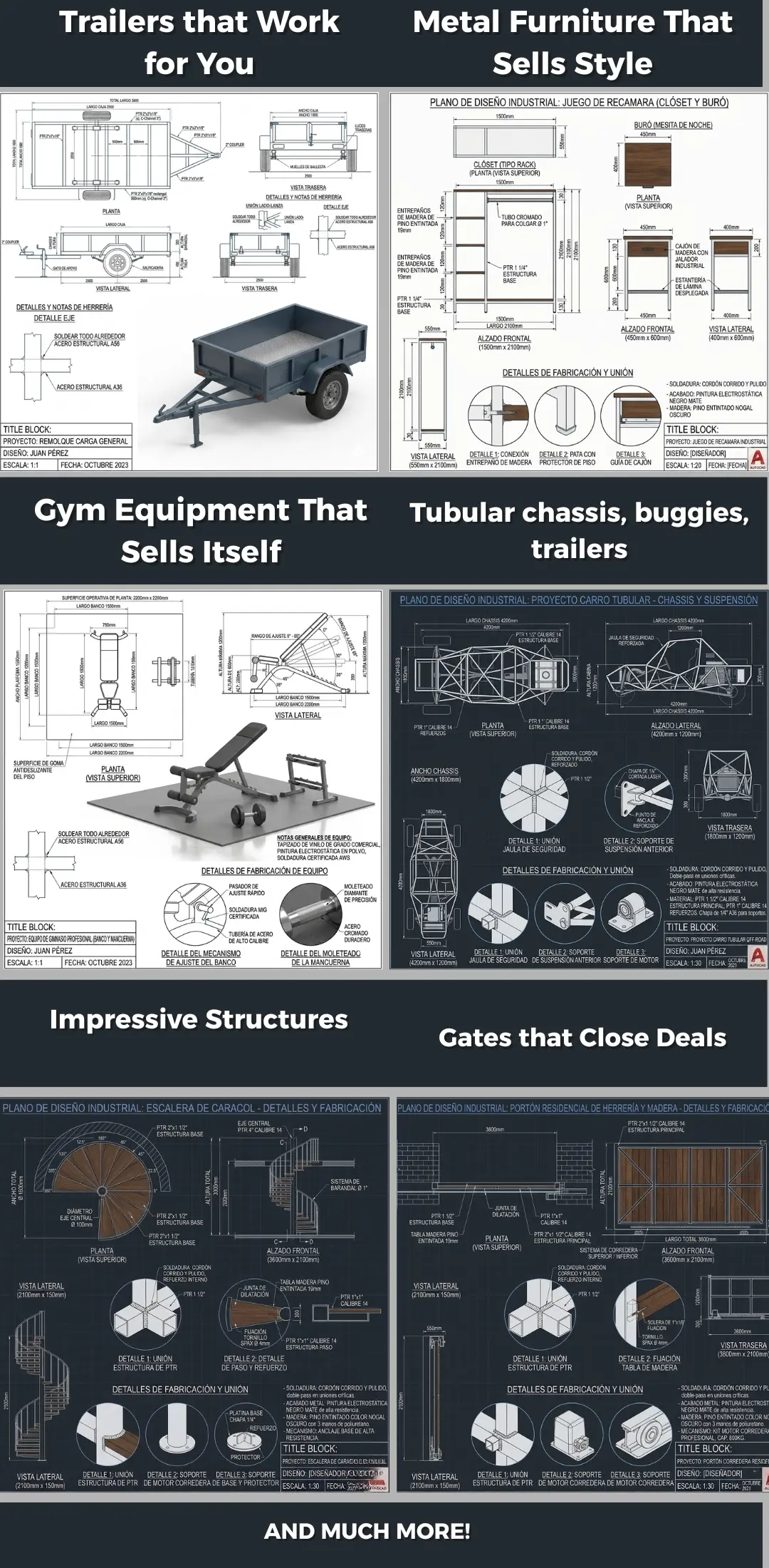 Preview of the technical fabrication plans included in the pack