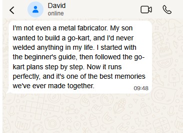 Message from a customer who built a go-kart with his son