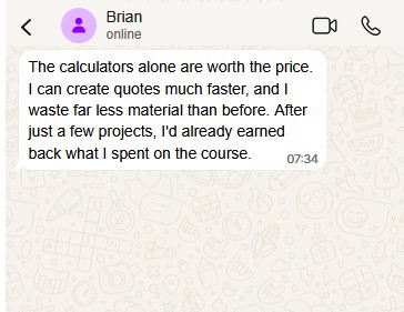 Message about the material calculators paying for the pack